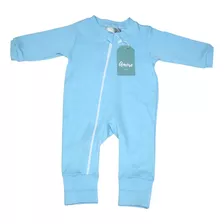 Macacão De Bebê Vira Pé Azul Claro - 100% Algodão
