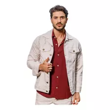 Jaqueta Jeans Bege Masculina Destroyed Slim Kawipii Smart