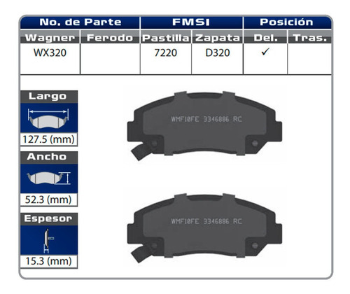 Balatas Delanteras Mazda B2200 4x4 1990 1991 1992 Wagner Foto 2