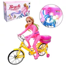 Boneca Ciclista Articulada C/ Bicicleta Luz Som Anda Sozinha