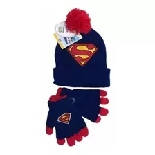 Gorro + Guantes Para Niños Dc Superman 