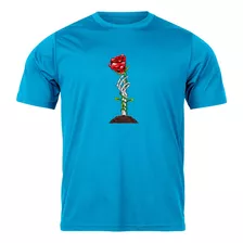 Camiseta Mão Caveira Segurando Rosa Ótima Qualidade