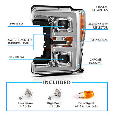 For 17-19 Ford F250 F350 Xl Xlt Pair Chrome Projector He Rzk Foto 6