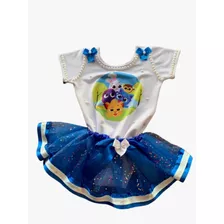 Kit Fantasia Saia Tule Body Infantil Menina Bolo Fofo