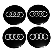 Pack 4 Tapas Audi 56mm Adhesivas Negras Centro Llanta Rueda