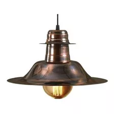 Campana Colgante Cobre Vintage Edison Lampara E27 Puraluz