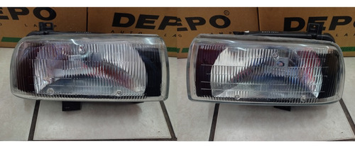 Par De Faros Negros Vw Jetta A3 1993 Al 1998 Vidrio Depo Foto 5