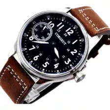 Relógio Pilot Aviador 44mm Mecânico À Corda 17 Jewels