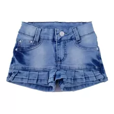 Short Saia Jeans Meninas Juvenil Babado Tamanho 10 12 14 16.