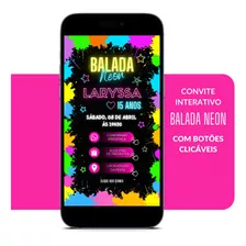 Convite Virtual Balada Neon C/ Links Clicáveis