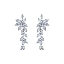 Aretes De Boda Diamantio Elegantes - Cz Marquesa 18k Oro