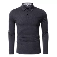 Polera Pique Manga Larga Hombre Suave Textura Eur M A 3xl