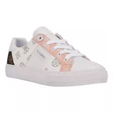 Tenis Guess Modelo Loven Mujer/dama Blanco/rosa