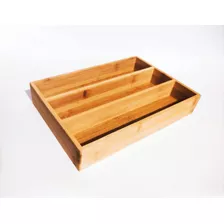 Caja Cubiertero De Lujo Madera Bambú- Organizador Cubiertos