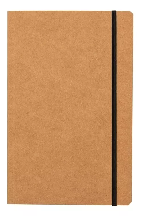 Caderno Kraft Com 80 Folhas Quadriculas 21 X 13,8 Cm