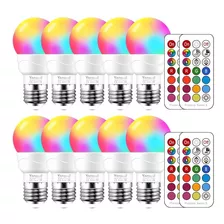 Pack De 10 Bombillos De Colores Led Con Control Remoto