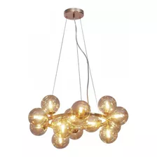 Luminária Pendente Halo Dourado E Conhaque Bella 110v/220v