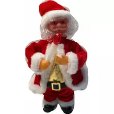 Boneco Papai Noel Musical Segurando Tocha Vela Com Luz