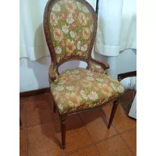 Antiguo Sillón Luis 16 En Madera De Roble Tapizado En Gobeli