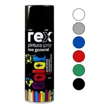 Pintura Spray Uso General Secado Rápido Rex400ml Negro Brill