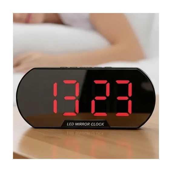Relógio Despertador Digital Led Espelhado Brilho Automático