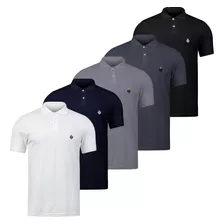 Kit 5 Camisas Polo Masculina Heyju Elegante Gola Inglesa 