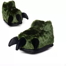 Kit 2 Pares Pata Dinossauro Verde Pantufa Pé Quentinho 