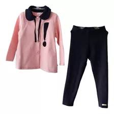 Conjunto Infantil Feminino Casaco De Moleton E Calça Legging