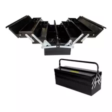 Caja De Herramientas Barovo Metalica Fuelle 5 Compartimentos Color Negro