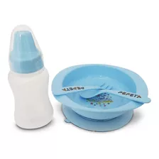 Kit Refeição Infantil Bebe Prato Com Ventosa Talheres E Copo