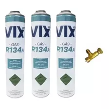 Kit Com 3 Refil Gás R134 Vix C/ 750g + Válvula Perfuradora