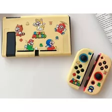 Kit Capa Case Silicone Nintendo Switch Oled Super Mario