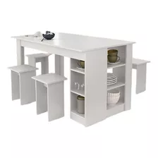 Comedor Breeze Antecomedor Elegante Moderno Con 5 Bancos