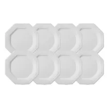 Jogo 8 Pratos Rasos Branco Prisma 28,5cm Porcelana Schmidt Cor Prato