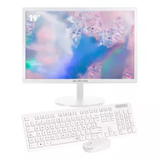 Kit Monitor 19'' Hdmi E Vga + Teclado E Mouse S/ Fio Branco