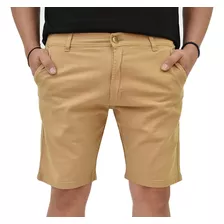 Bermuda Hombre Corte Chino Short Gabardina Elastizada Demth