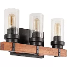 Aplique Led De Madera Con Tres Pantallas De Vidrio E27