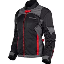 Chaqueta De Moto Para Mujer Roja Con Gris