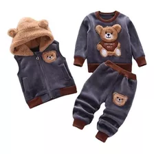 Lazhu Conjunto Moletom, Calça E Colete Com Capuz Infantil