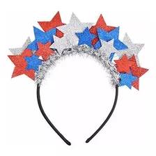 Diademas - Lux Accessories Glittery Red Blue Silver Stars J