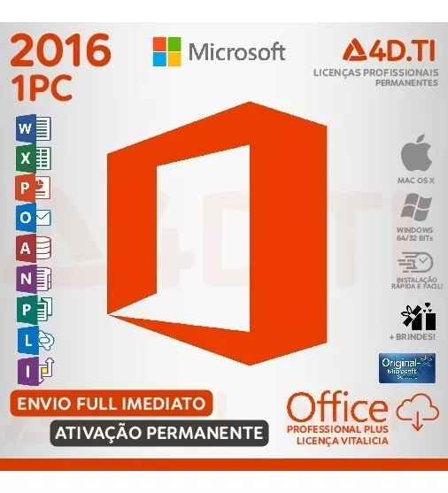 Licença Office 2016 Proplus Receba Agr, Vitalicio C/garantia