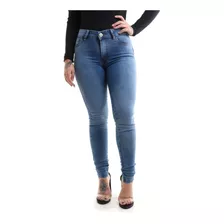 Calça Jeans Feminina Skinny Cintura Média Levanta Bum Bum