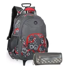 Mochila Masculina C/ Rodinhas Adulto Juvenil Preta Alça 6987