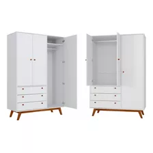 Guarda-roupa Solteiro Versalhes 3 Portas 3 Gavetas Branco -