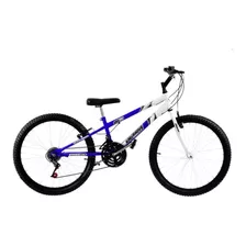 Bicicleta Ultra Bikes Rebaixada Aro 24 Bicolor 18 Marchas Freios V-brakes Cor Azul/branco