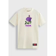 Camiseta Oversized Prison Off White Flower Violet