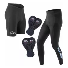 Kit Calça Bermuda/short Ciclista C/ Forro Gel Roupa Ciclismo