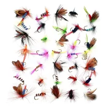 Set De 30 Señuelos De Pesca Tipo Mosca + Caja 