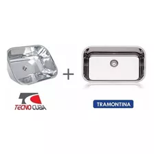 Tanque Inox 50x40x22cm + Cuba Tramontina N2 Prime + Valvulas