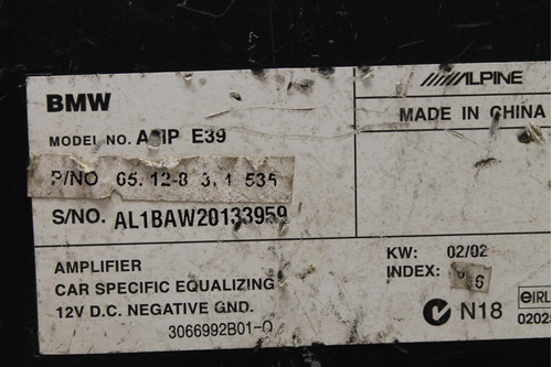 1995-2003 Bmw 5 Series Alpine Radio Amplifier Amp 651283 Tty Foto 4